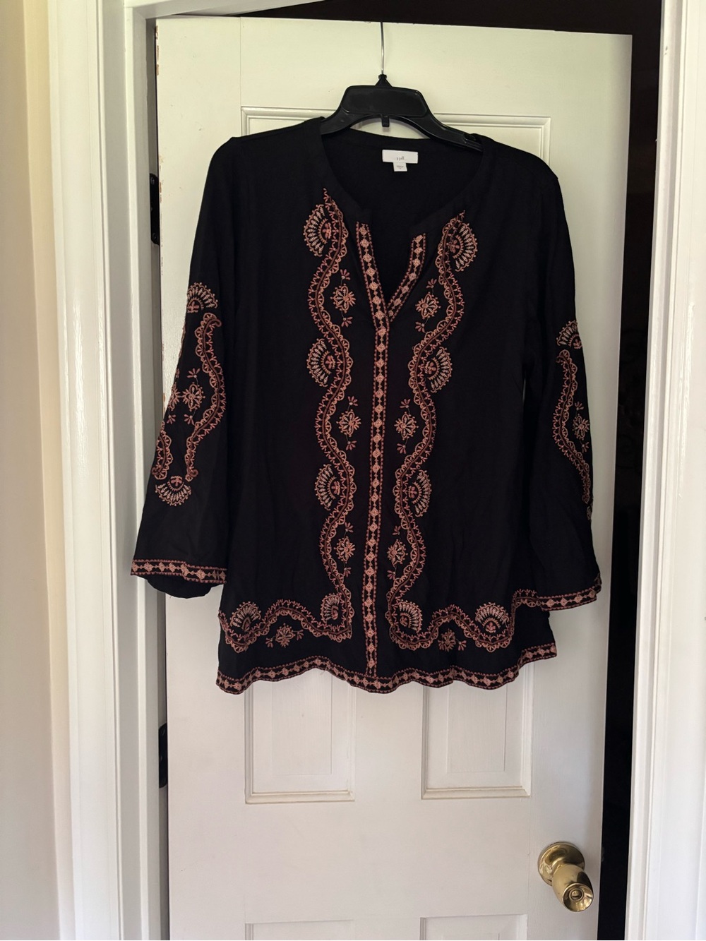 J. Jill Black Tunic with Coral Embroidery